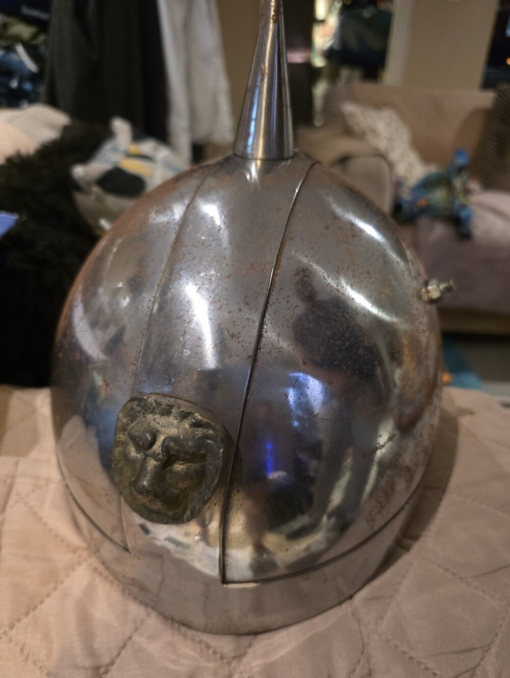 Silver-Tone Lion Helmet. 19th Century Style . Costume Or Decor